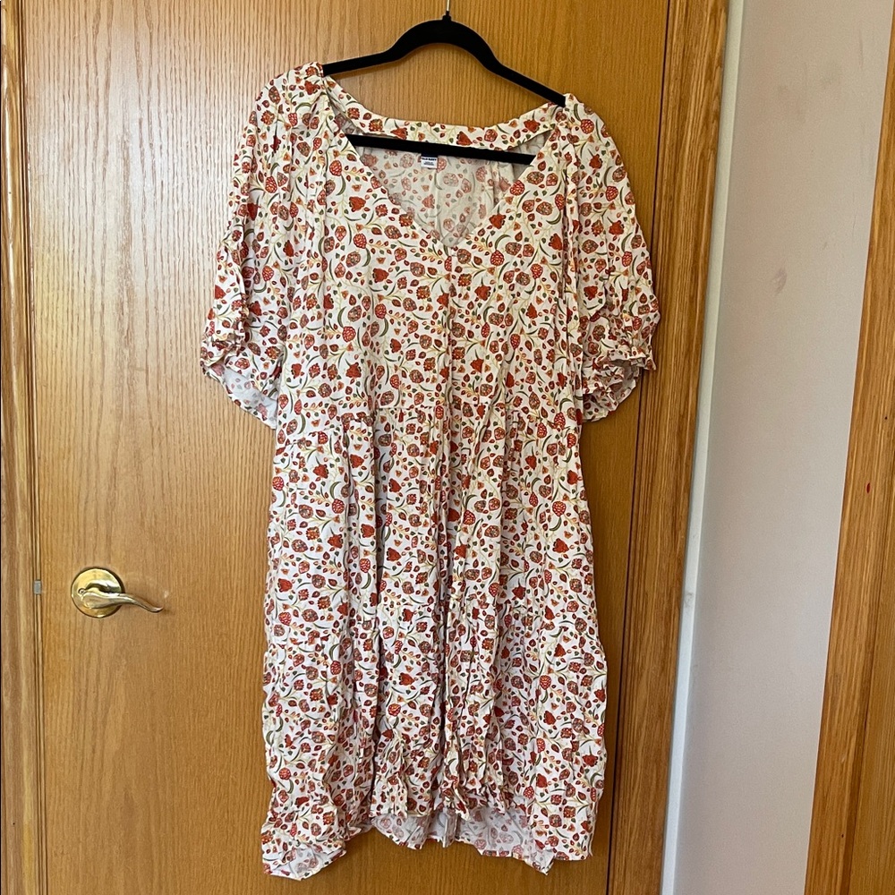 Old Navy Orange and White Floral Mini Dress